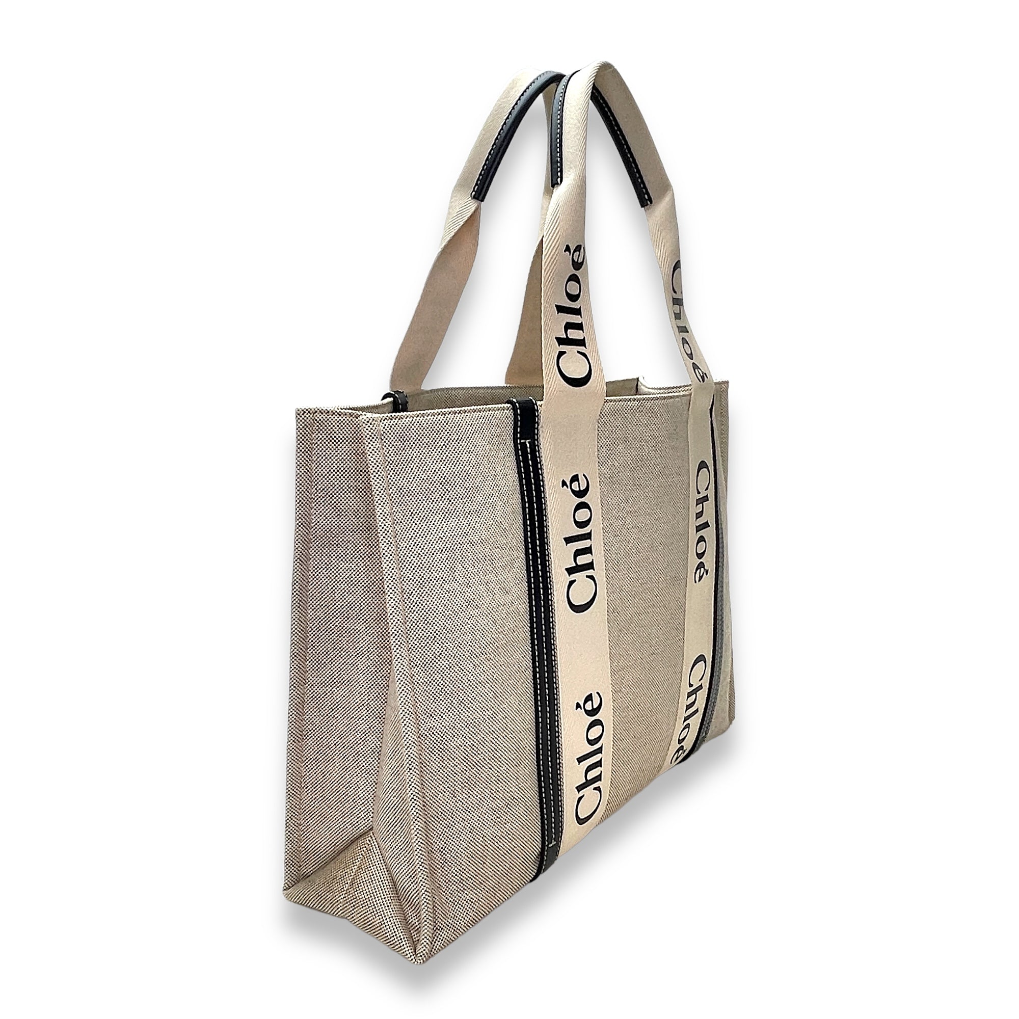 Woody Tote Bag Large Beige in Canvas