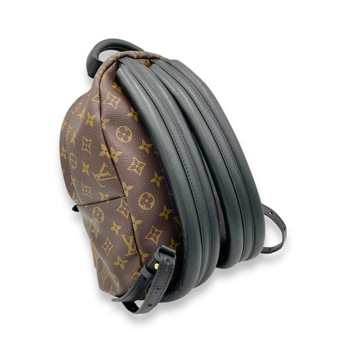 Palm Springs PM Brown Backpack in Monogram Coated Canvas, Gold hardware