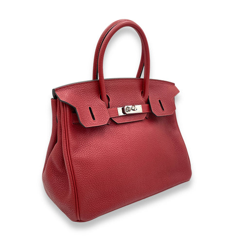 Birkin 30 Red in Clemence, Palladium hardware