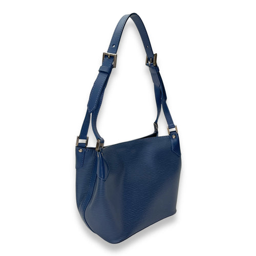 Mandara Shoulder Bag Blue in Epi Leather, Silver hardware