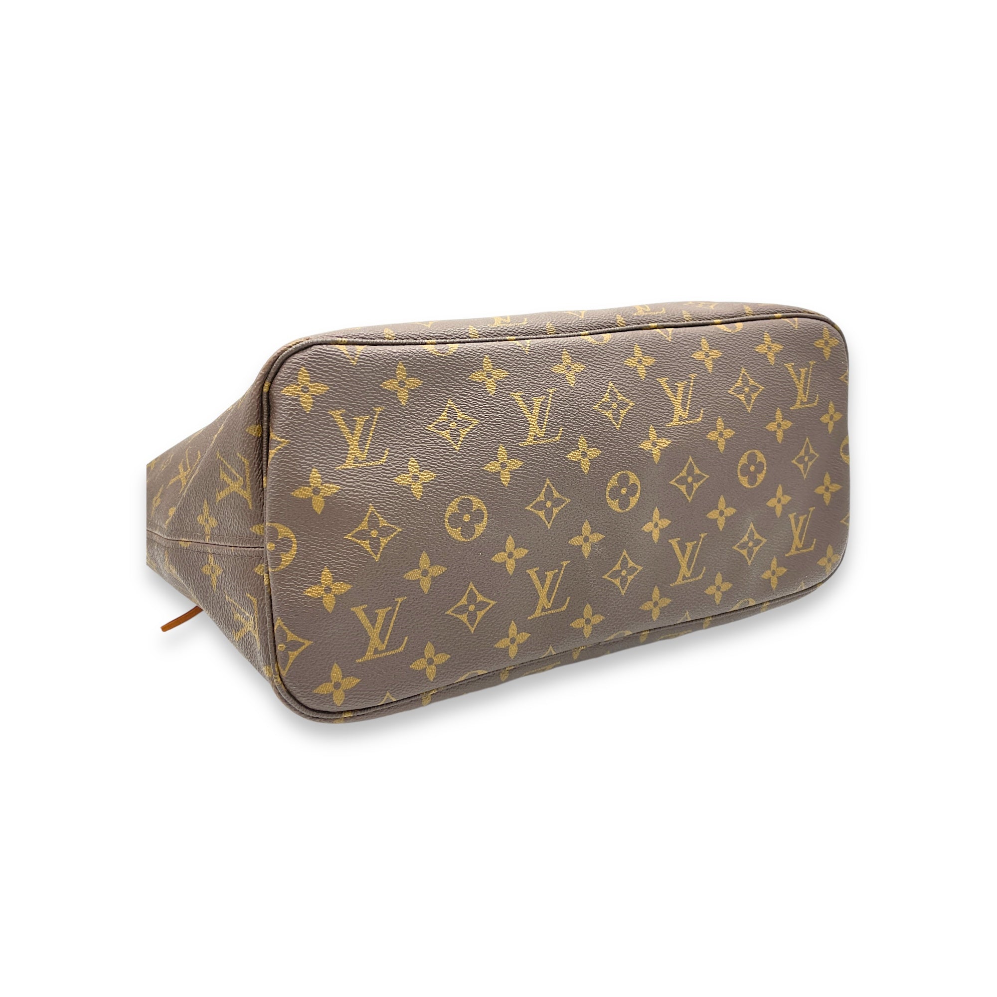 Neverfull MM Brown Tote Bag in Monogram Coated Canvas, Gold hardware