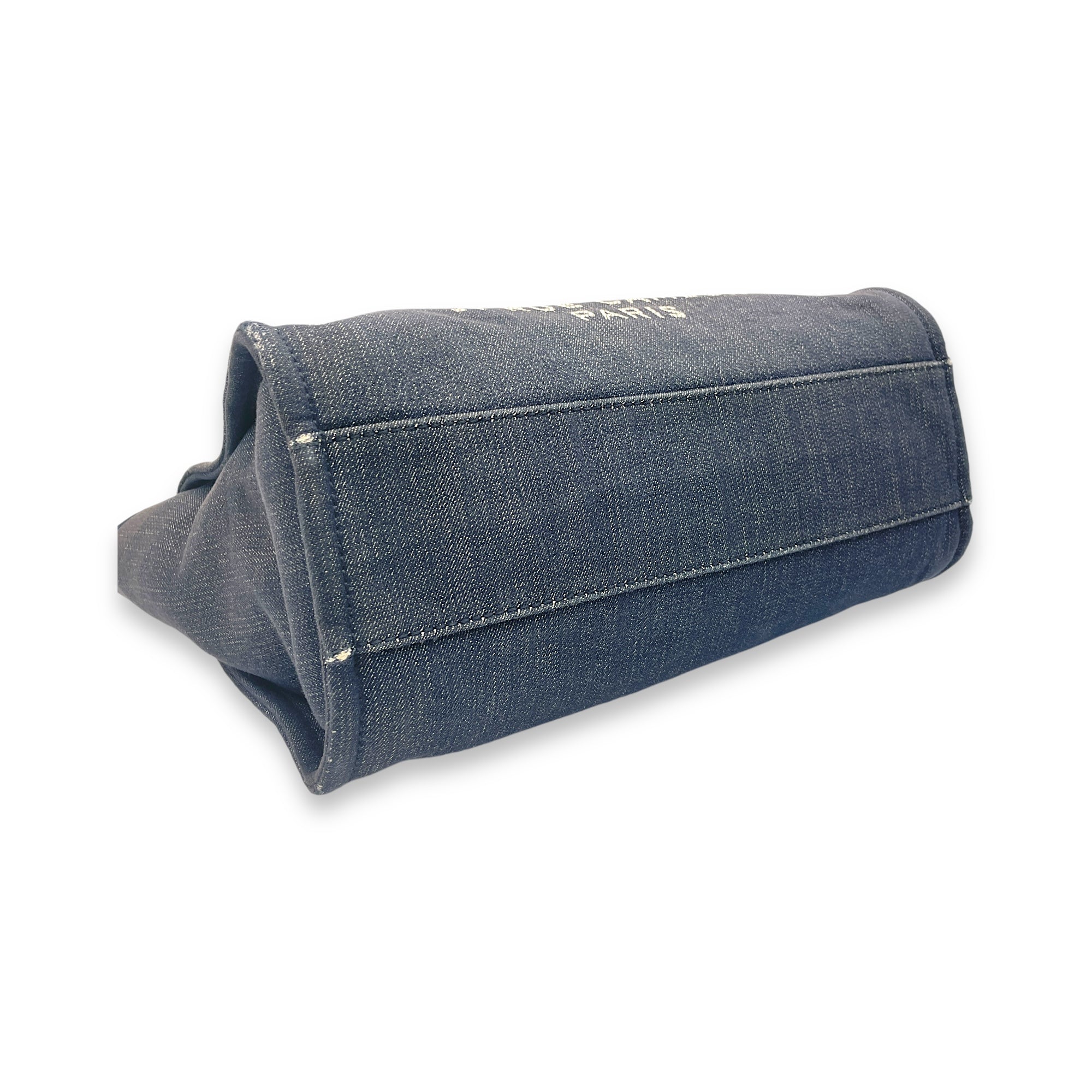 Deauville Blue Top Handle Bag in Denim, Silver hardware