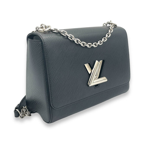 Twist MM Black Shoulder Bag in Epi Leather, Silver hardware