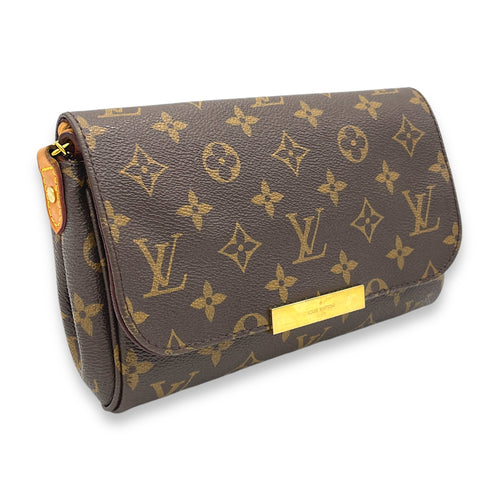 Favourite Crossbody Bag Brown in Monogram Coated Canvas, Gold hardware