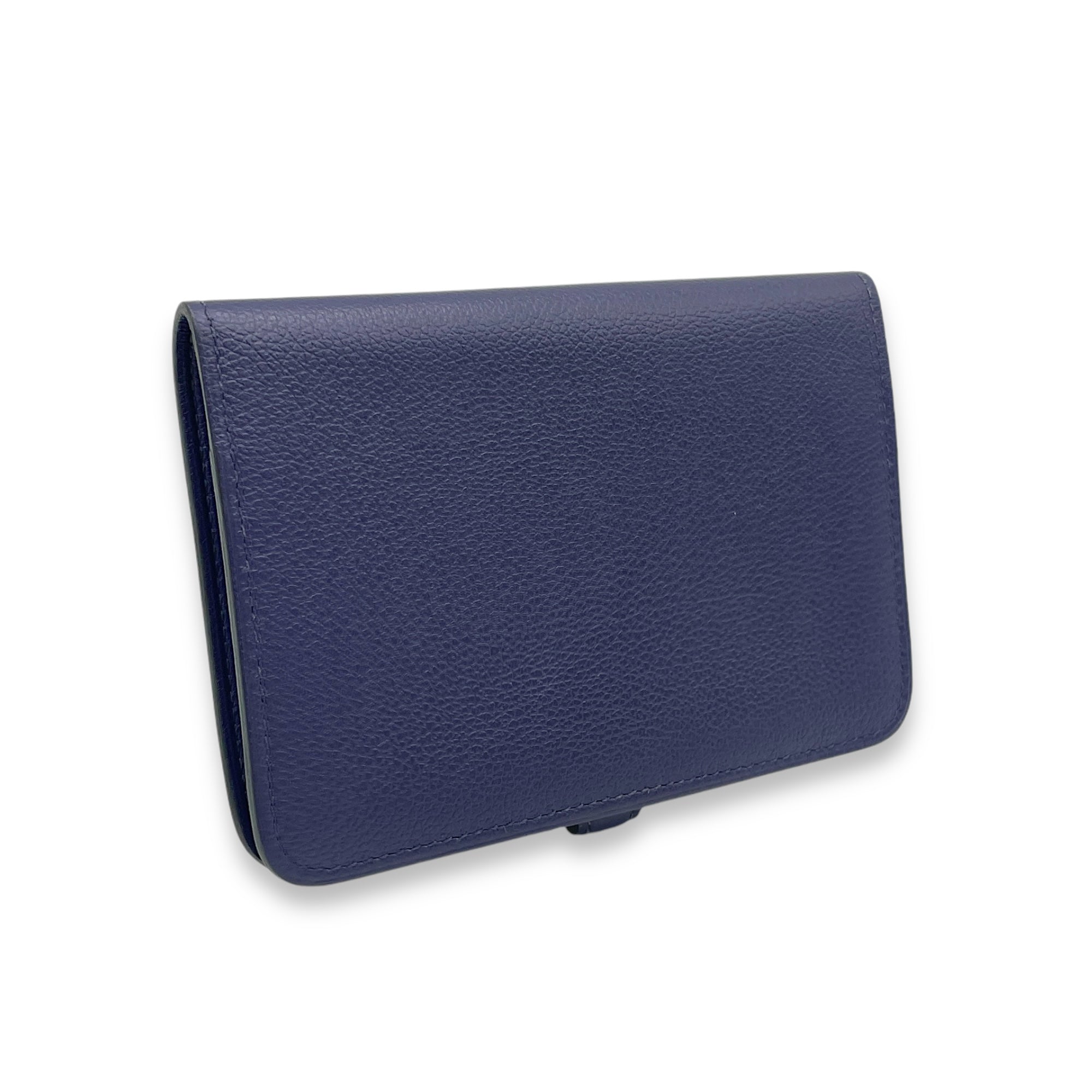 Dogon Compact Bleu Encre in Calfskin, Palladium hardware