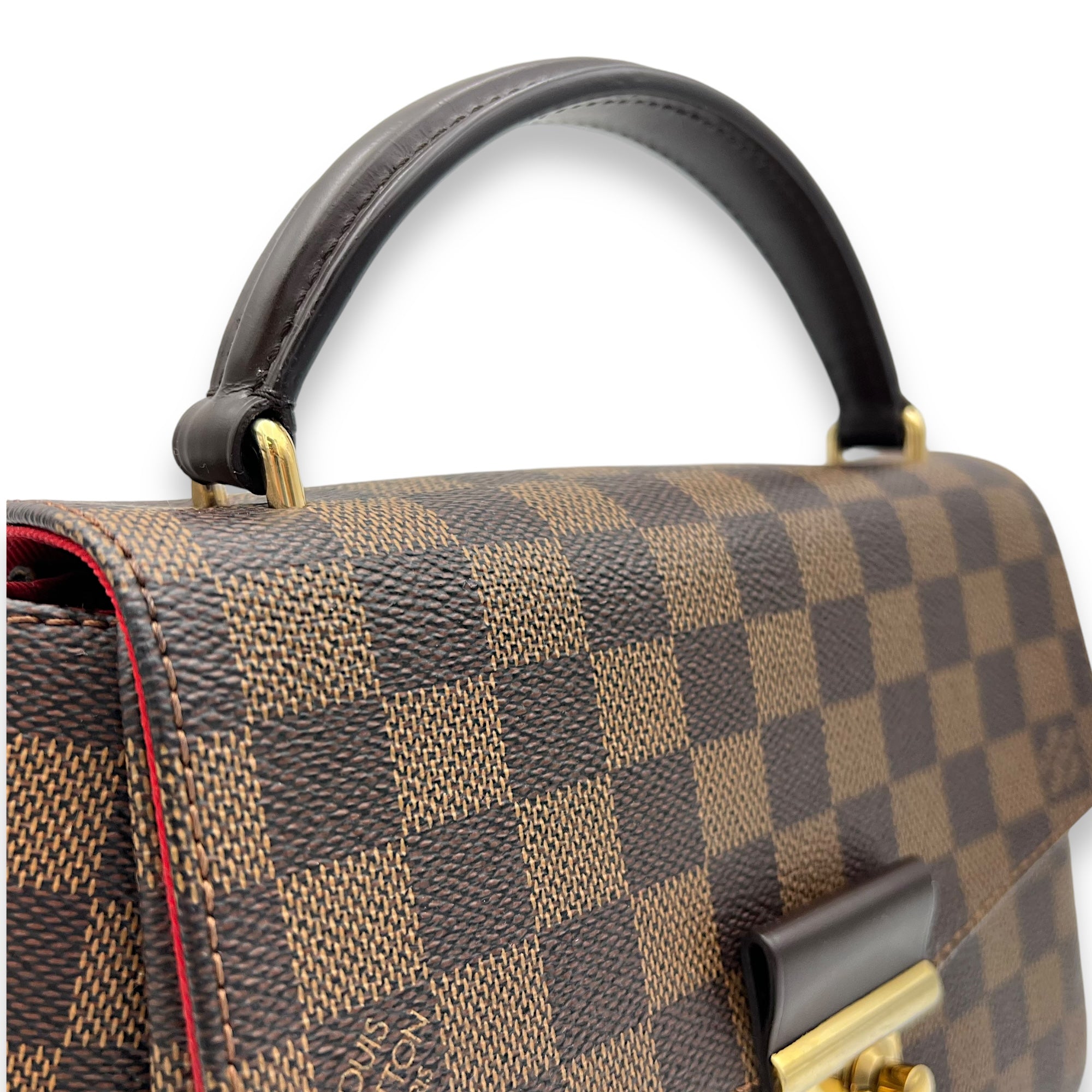 Croisette Damier Azur Top Handle Bag in Coated Canvas, Gold hardware