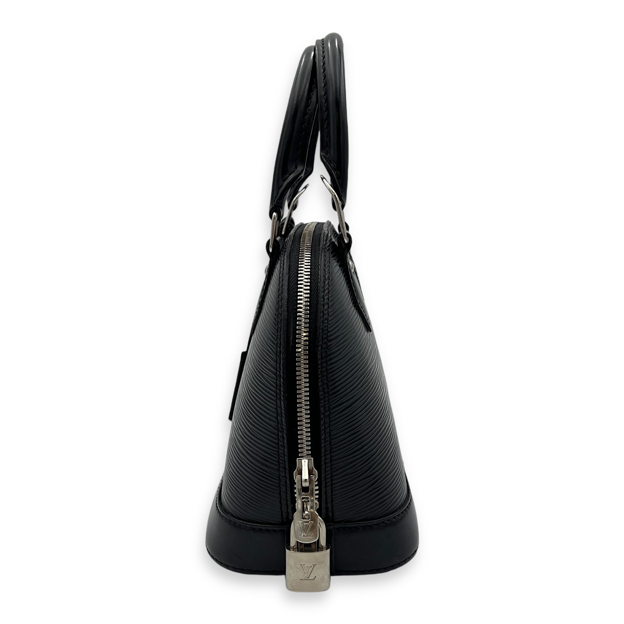 Alma Top Handle Bag BB Black in Epi Leather, Silver hardware