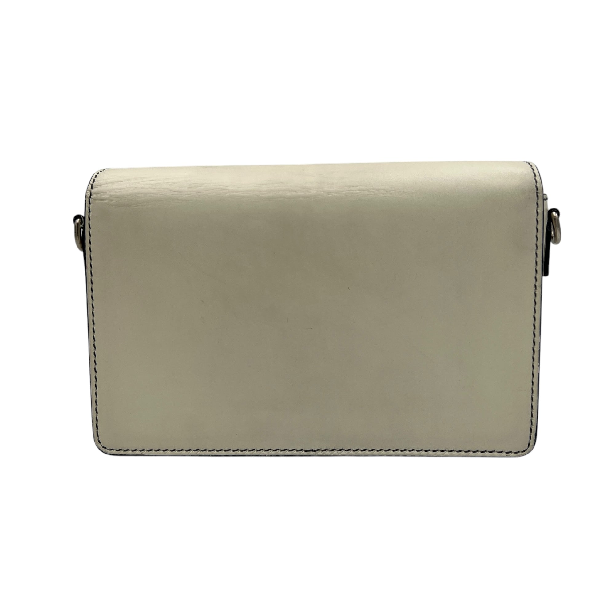 J'adior White Crossbody Bag in Calfskin, Silver hardware