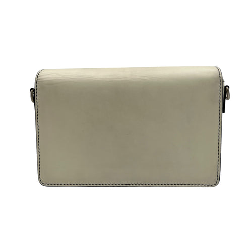 J'adior White Crossbody Bag in Calfskin, Silver hardware