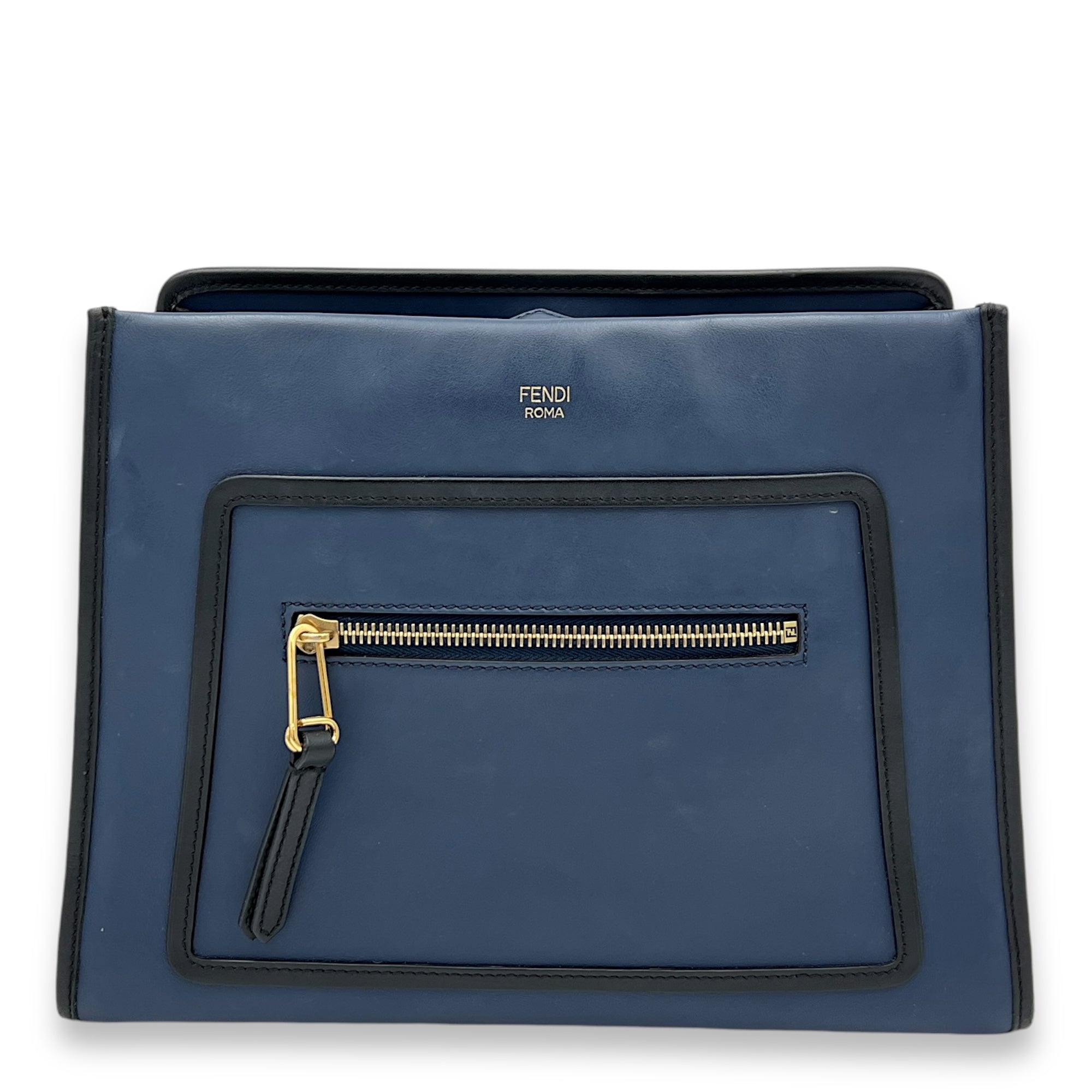 Runaway Top Handle Bag Blue in Calfskin, Gold hardware