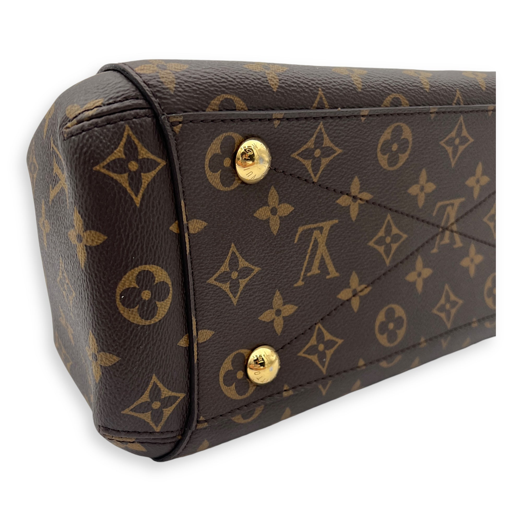 Montaigne Top Handle Bag Brown in Monogram Coated Canvas, Gold hardware