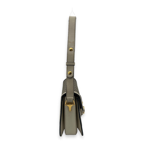 Horsebit 1955 Shoulder Bag White in Coated Canvas, Gold hardware