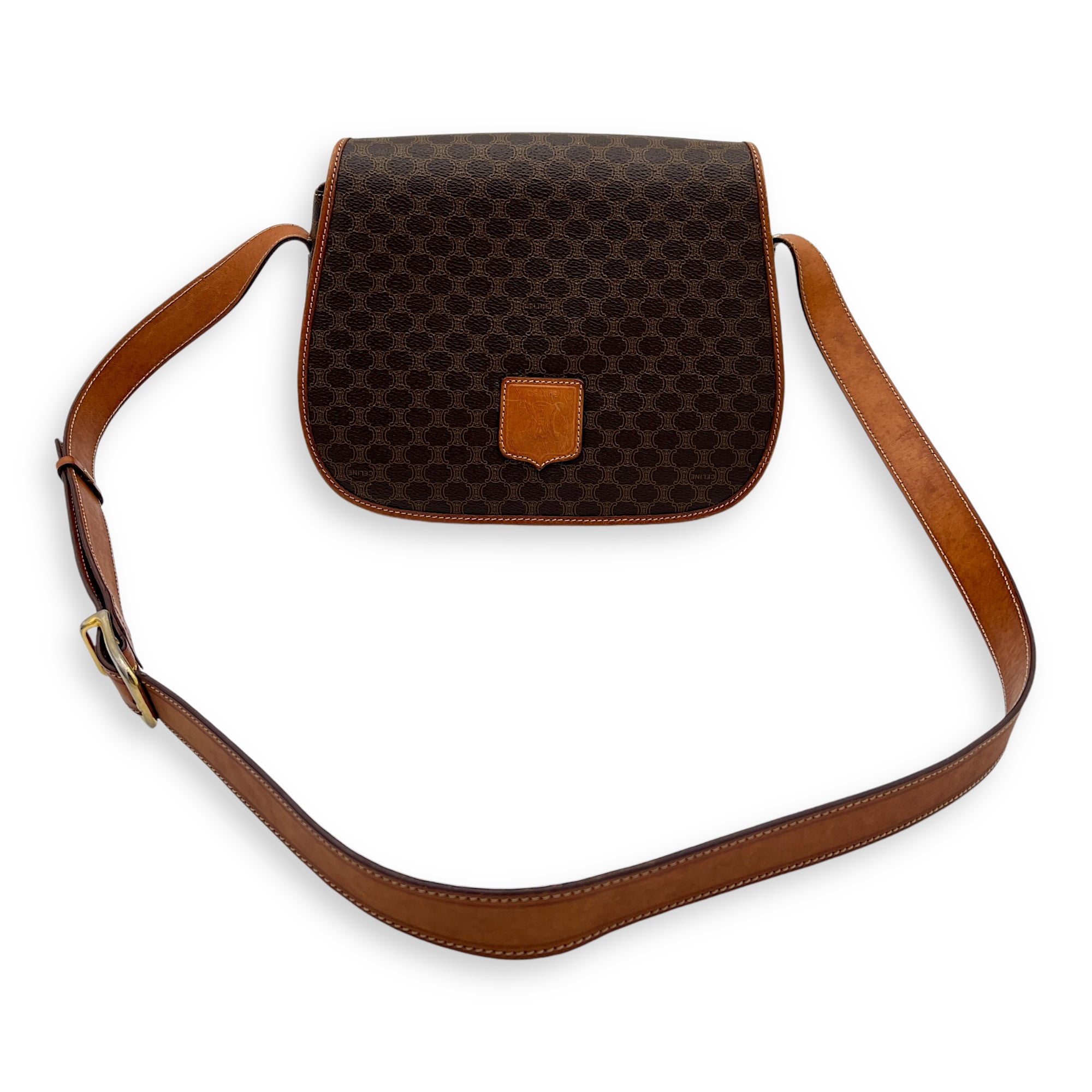 Macadam Vintage Brown Crossbody Bag in Coated Canvas, Gold hardware