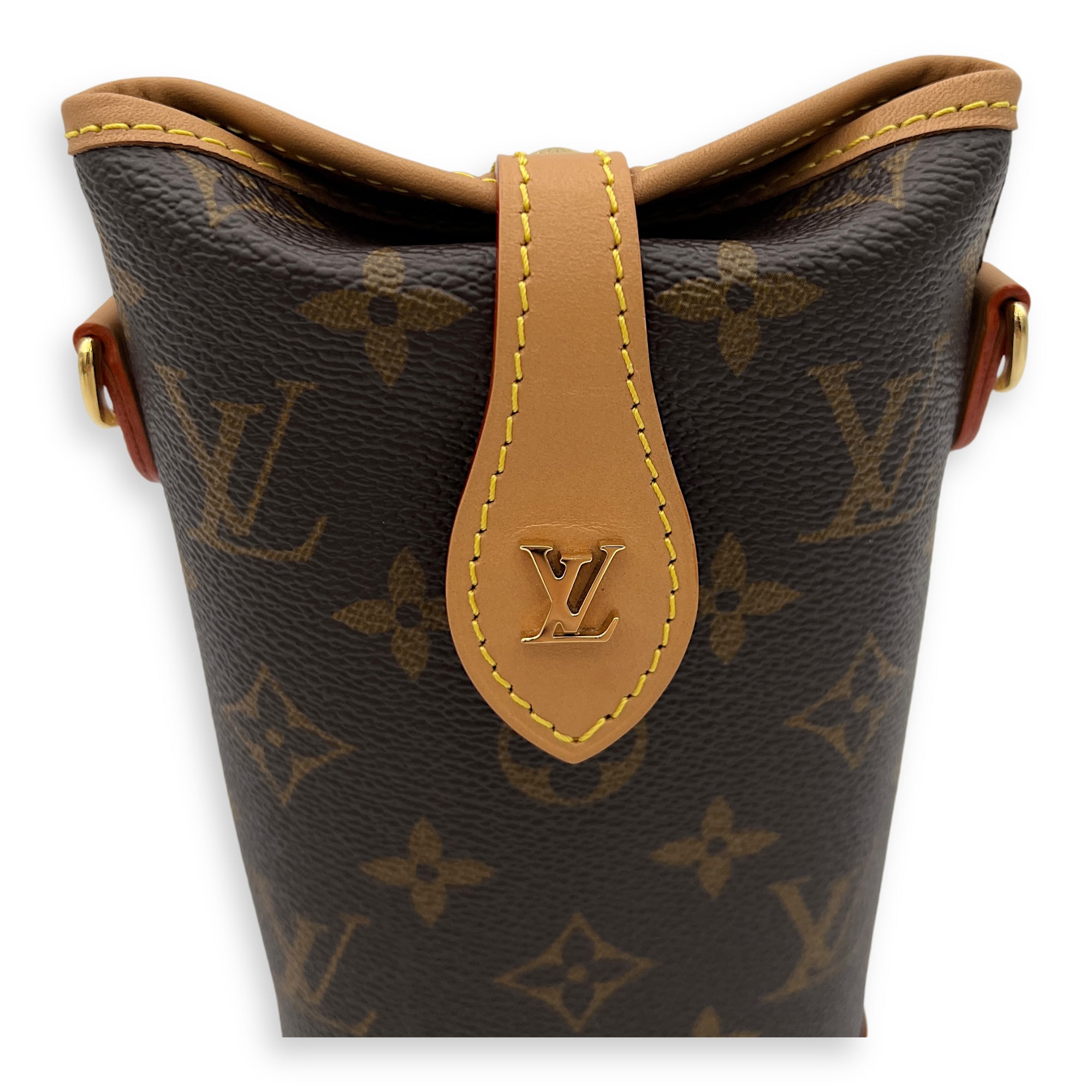 Fold Me Brown Crossbody Bag in Monogram Coated Canvas, Gold hardware