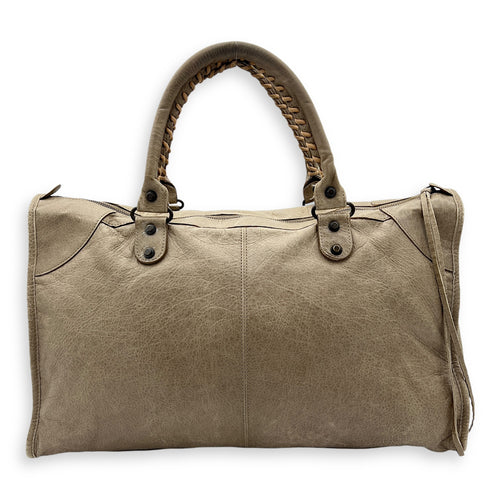 Work Top Handle Bag Brown in Distressed Leather, Gunmetal hardware