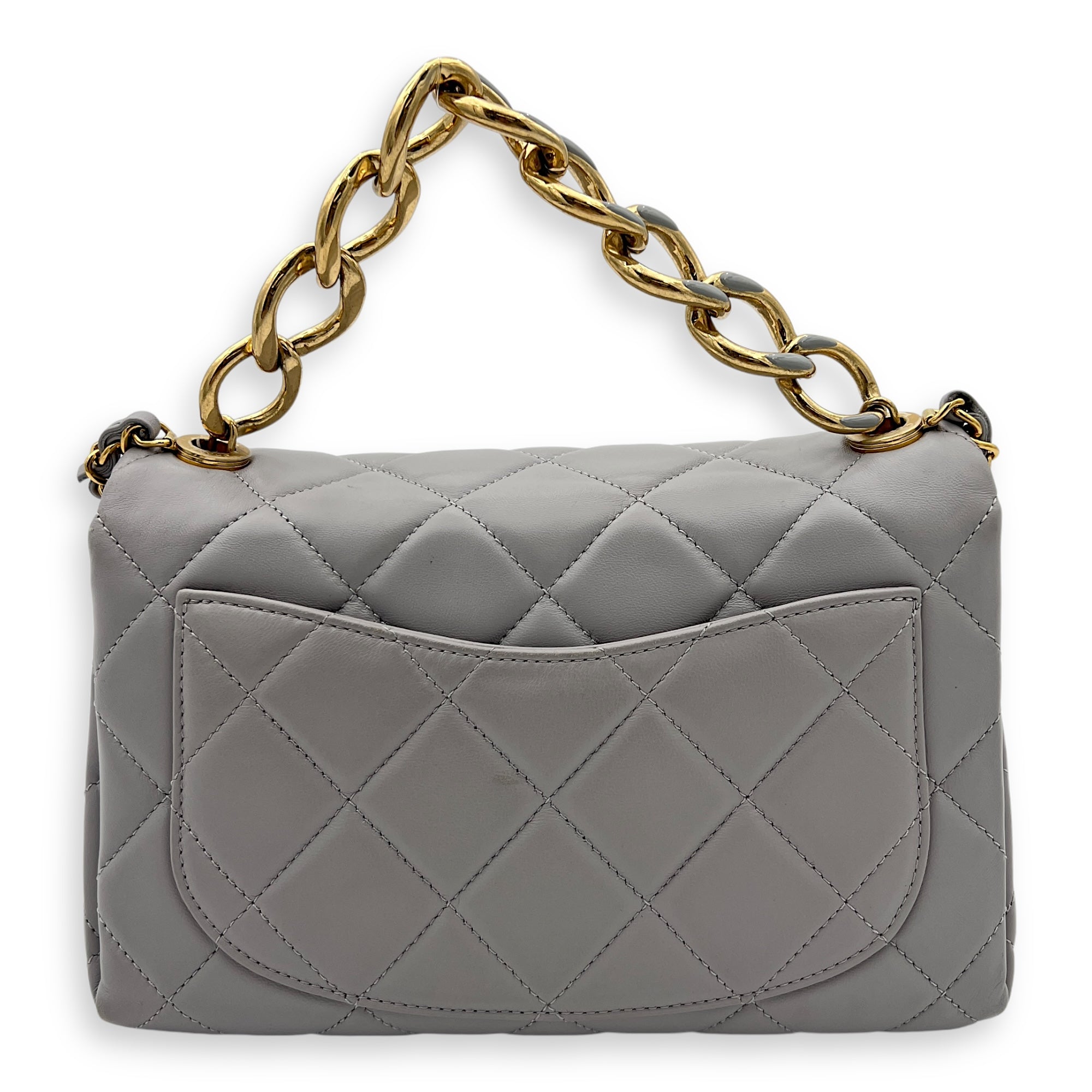 CC Crossbody Bag Grey in Lambskin, Gold hardware