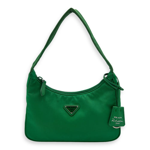 Re-Edition 2000 Shoulder Bag Green in Nylon, Silver hardware