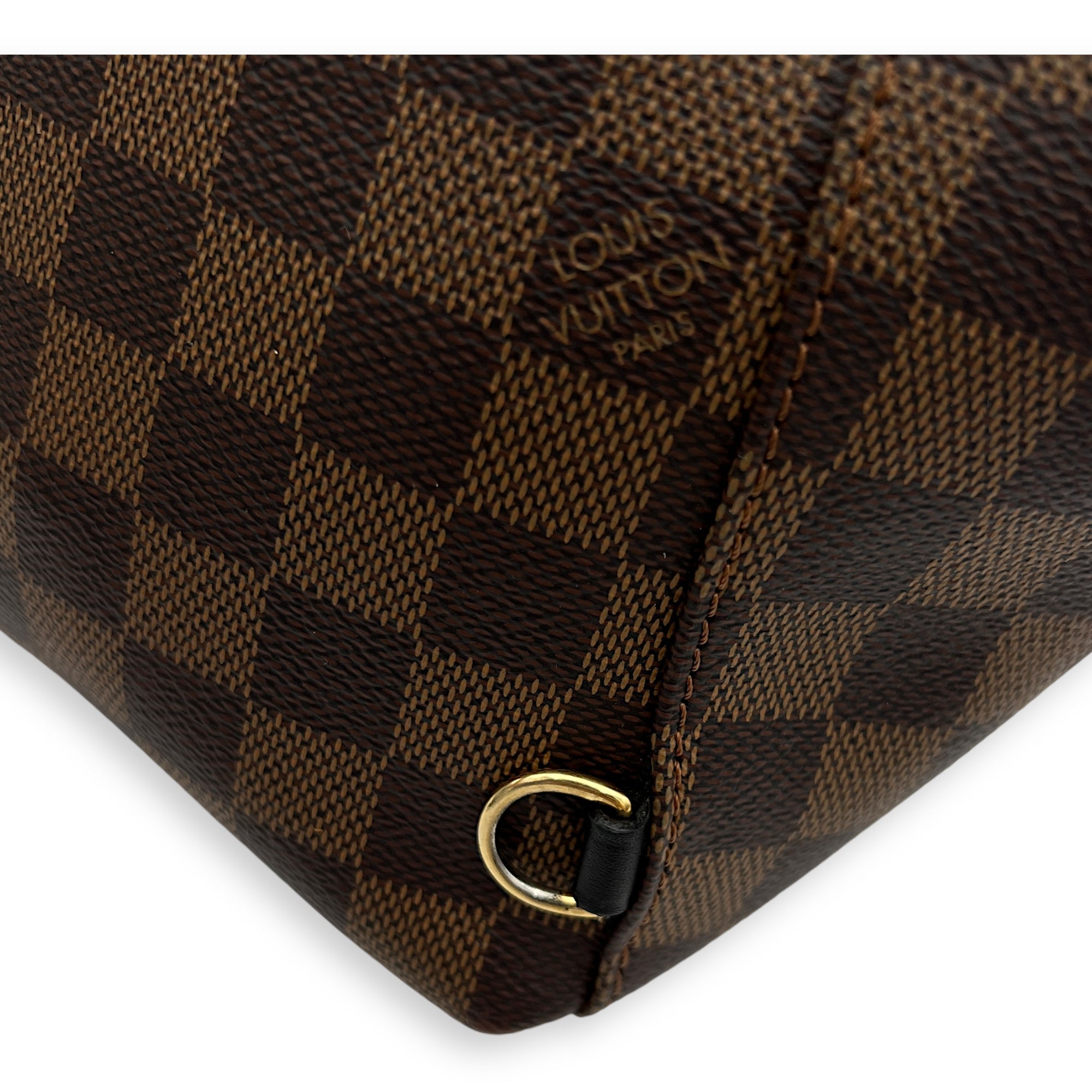 Clapton Backpack Damier Ebene in Coated Canvas, Gold hardware