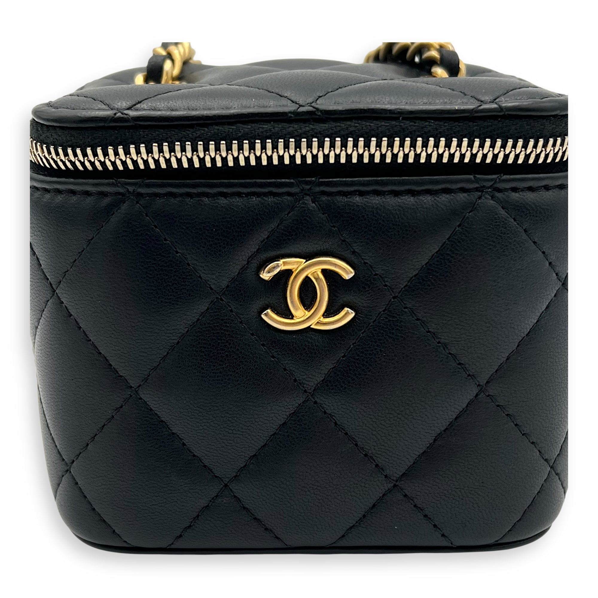 Vanity Crossbody Bag Black in Lambskin, Gold hardware