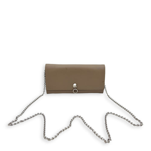 Fendi Continental Wallet On Chain Grey in Calfskin, Silver hardware_15