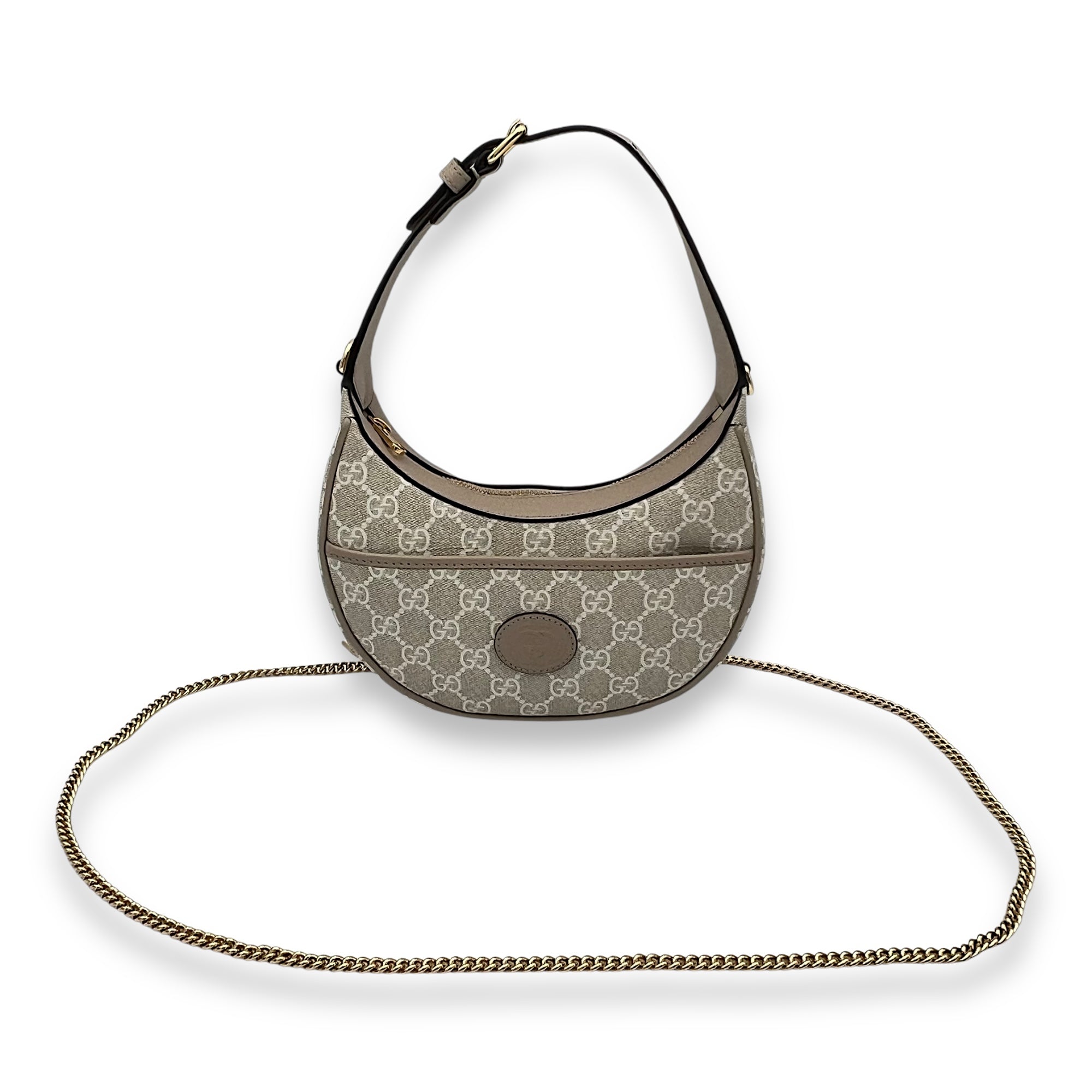 Gucci Ophidia Mini White Shoulder Bag in Coated Canvas, Gold hardware_7