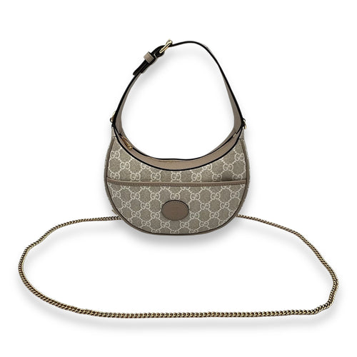 Gucci Ophidia Mini White Shoulder Bag in Coated Canvas, Gold hardware_7