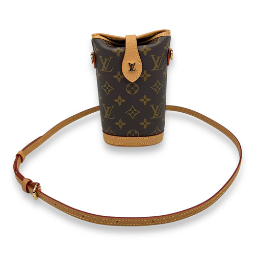 Louis Vuitton Fold Me Crossbody Bag Brown in Monogram Coated Canvas, Gold hardware_7