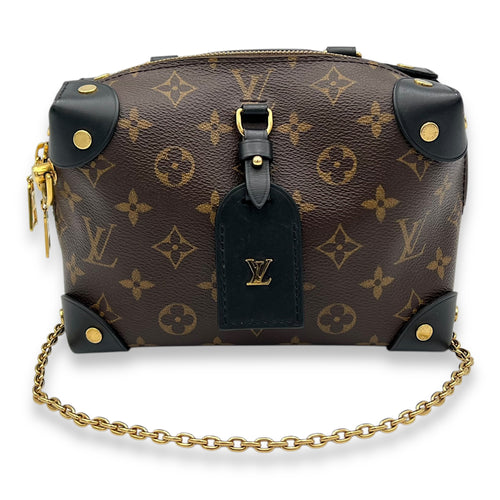 Louis Vuitton Petite Malle Souple Top Handle Bag Brown in Monogram Coated Canvas, Gold hardware_8