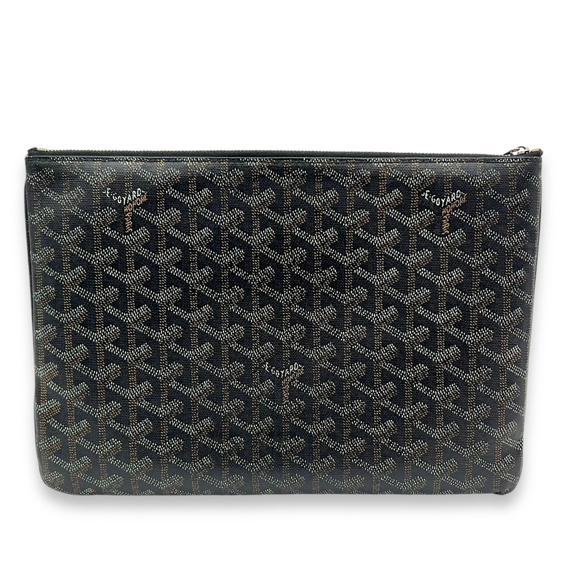 Goyard Senat MM Black Clutch in Coated Canvas, Silver hardware_2