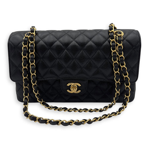 Chanel Classic Shoulder Bag Black in Caviar Leather, Gold hardware_15