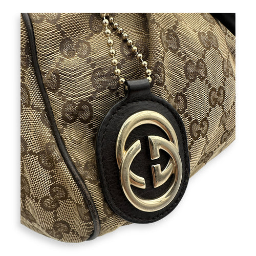 Gucci Sukey Top Handle Bag Brown in Canvas, Gold hardware_15