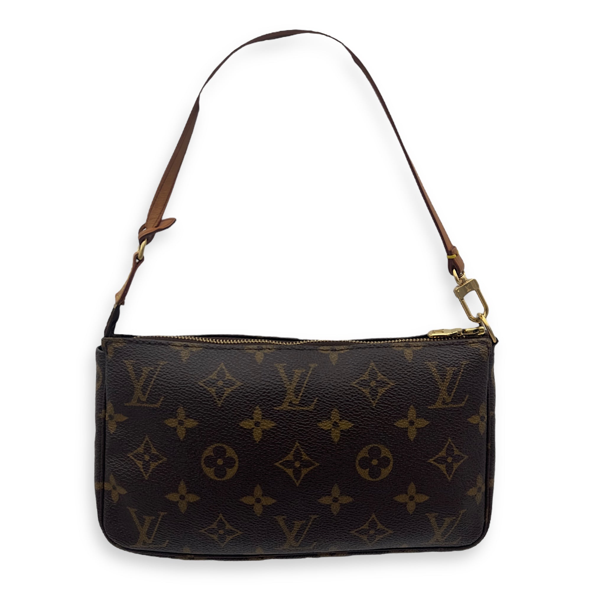 Louis Vuitton Pochette Accessoires Shoulder Bag Brown in Monogram Coated Canvas, Gold hardware_12