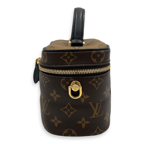 Louis Vuitton Vanity Vanity Bag Reverse in Monogram Coated Canvas, Gold hardware_4