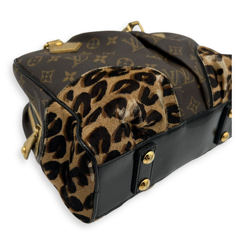 Louis Vuitton Leopard Top Handle Bag MM Gold in Canvas, Gold hardware_10