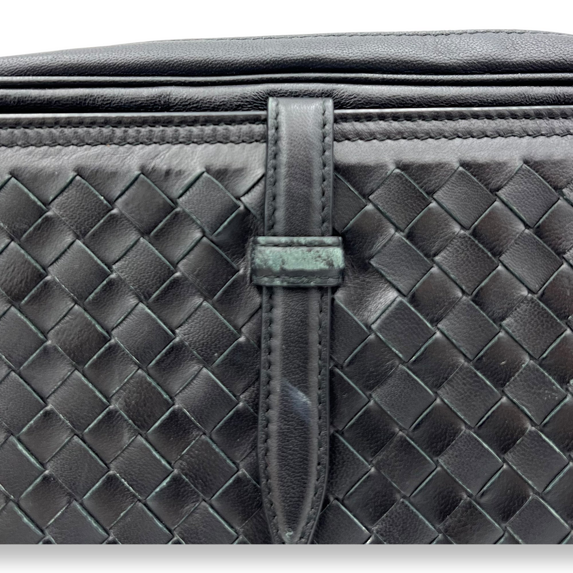 Bottega Veneta Intrecciato Shoulder Bag Black in Lambskin, Ruthenium hardware_8