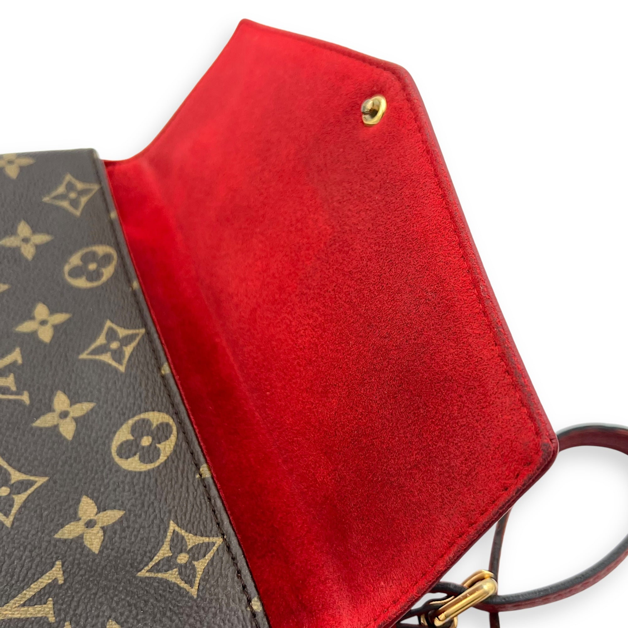 Louis Vuitton Twice Crossbody Bag Small Red in Monogram Coated Canvas, Gold hardware_15