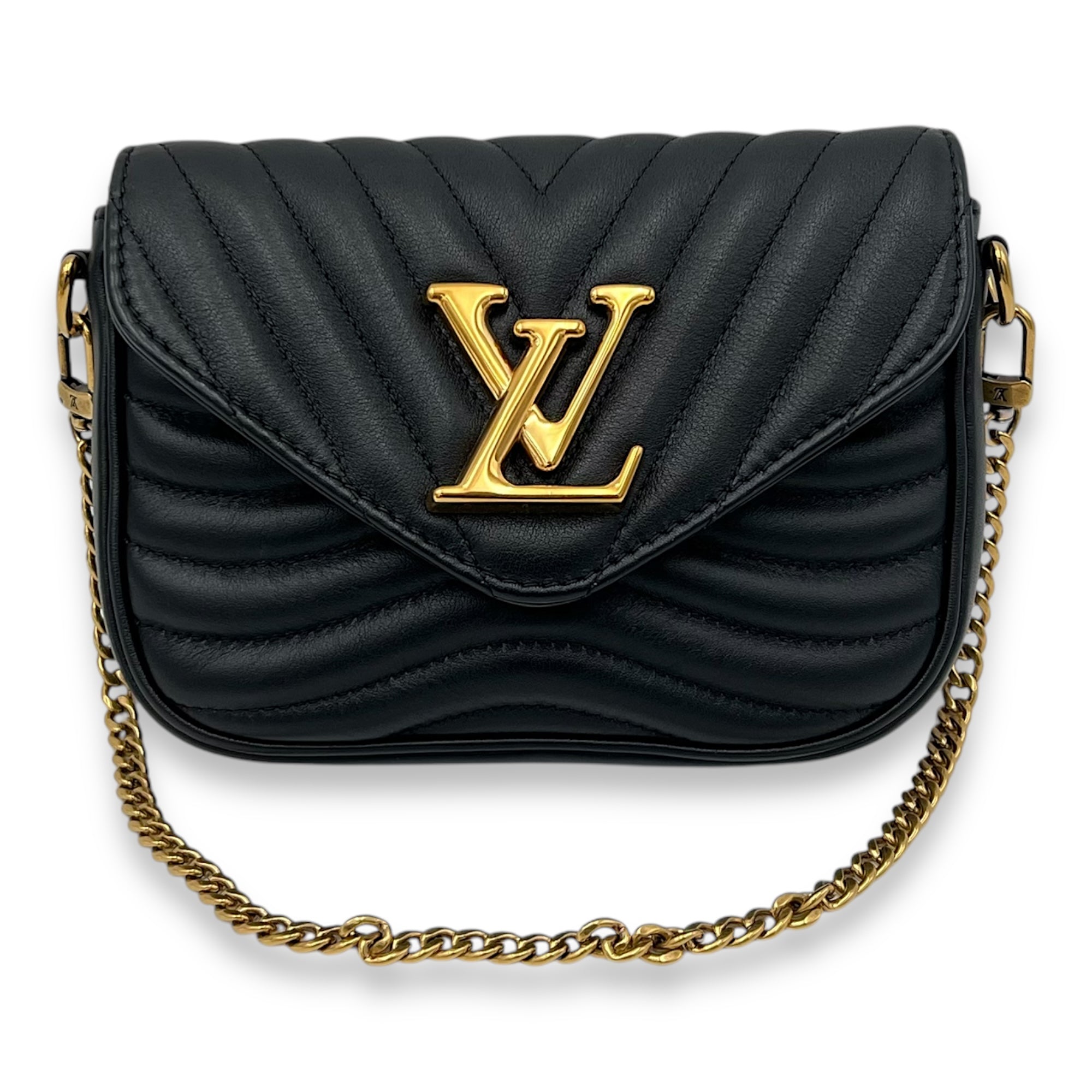 Louis Vuitton New Wave Crossbody Bag Black in Calfskin, Gold hardware_8