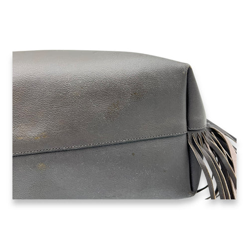 Saint Laurent East West Shopping Fringe Tote Bag Grey in Calfskin, Silver hardware_7