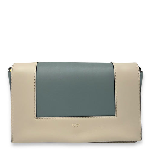 Celine Frame Crossbody Bag Beige in Calfskin, Gold hardware_1