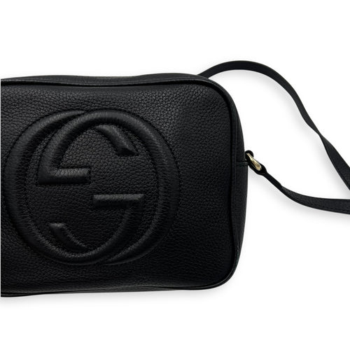 Gucci Soho Crossbody Bag Black in Calfskin, Gold hardware_17