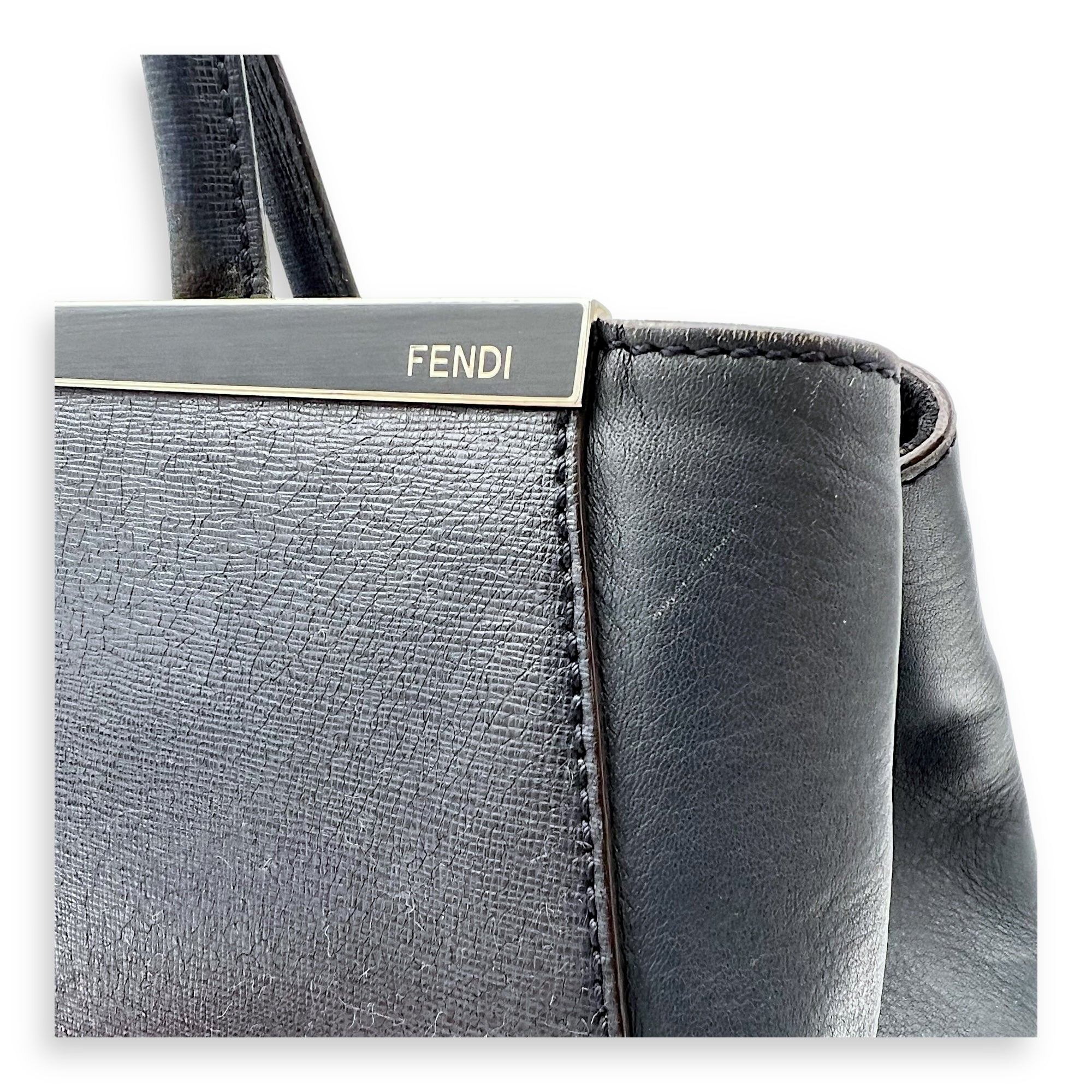 Fendi 2Jours Blue Top Handle Bag in Calfskin, Silver hardware_15