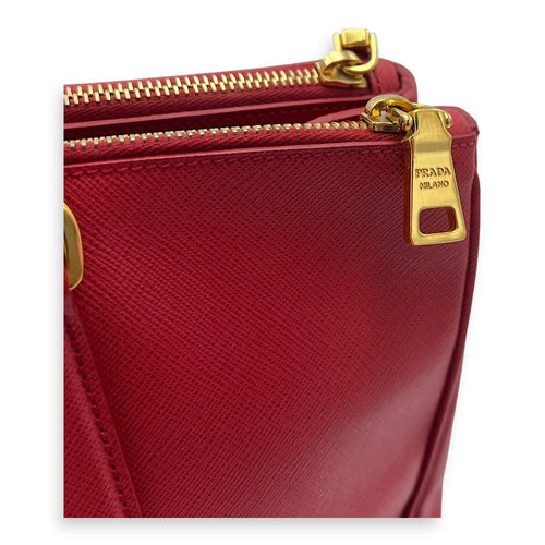 Prada Galleria Top Handle Bag Red in Saffiano Leather, Gold hardware_15