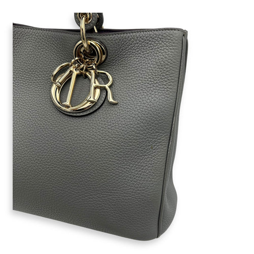 Christian Dior Diorissimo Top Handle Bag Grey in Calfskin, Gold hardware_8