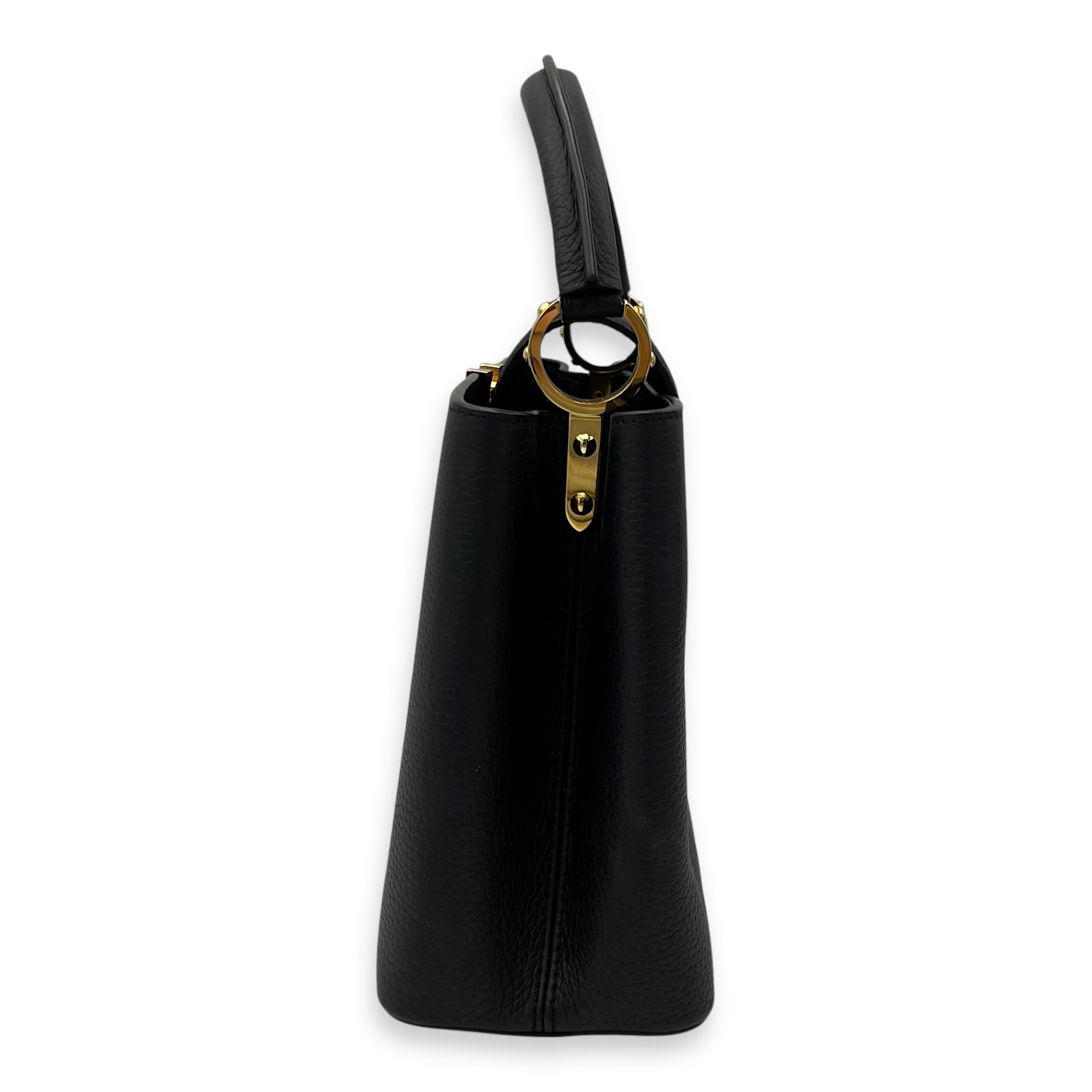 Louis Vuitton Capucines Top Handle Bag MM Black in Taurillon Leather, Gold hardware_5