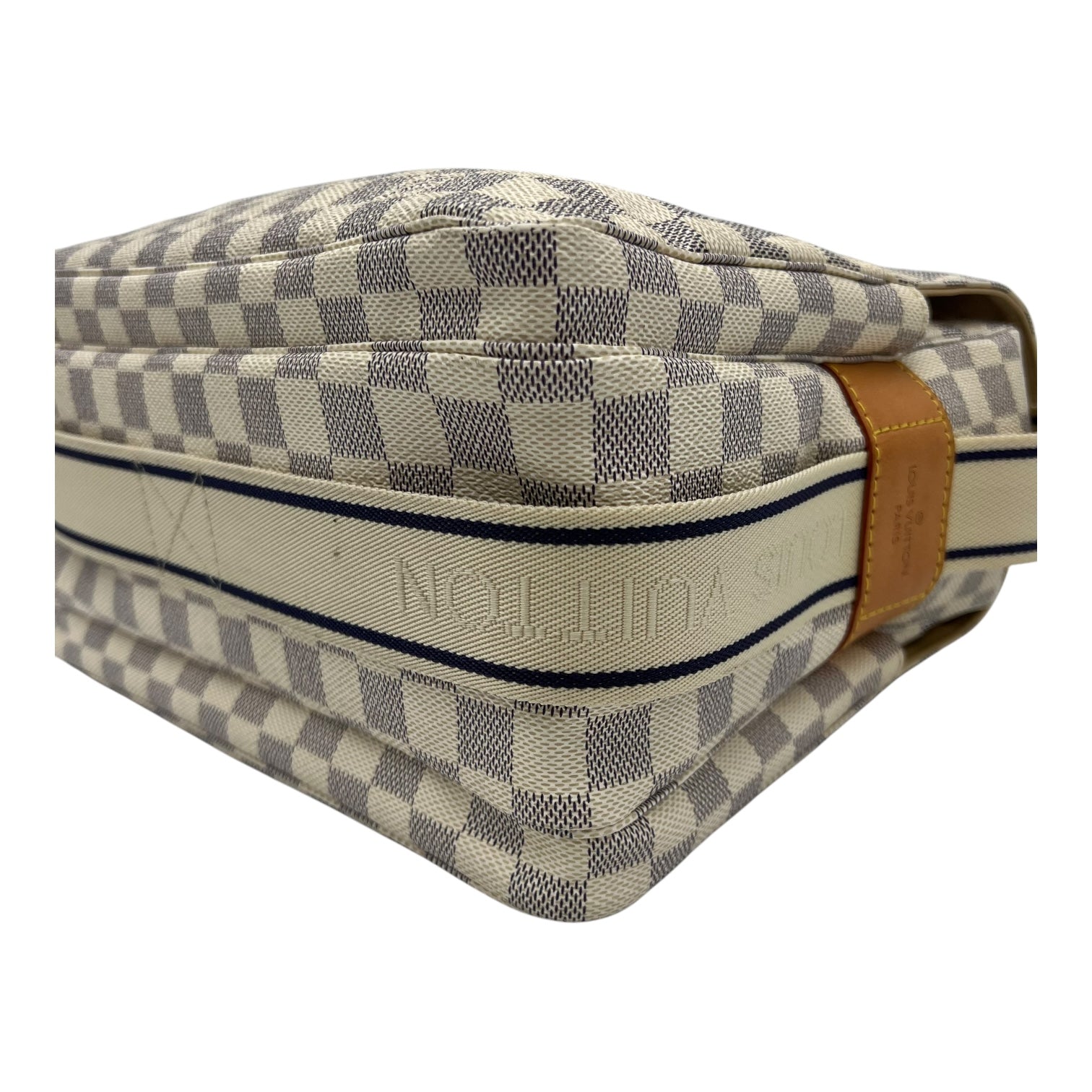 Louis Vuitton Naviglio Crossbody Bag Damier Azur in Coated Canvas, Enamel hardware_8