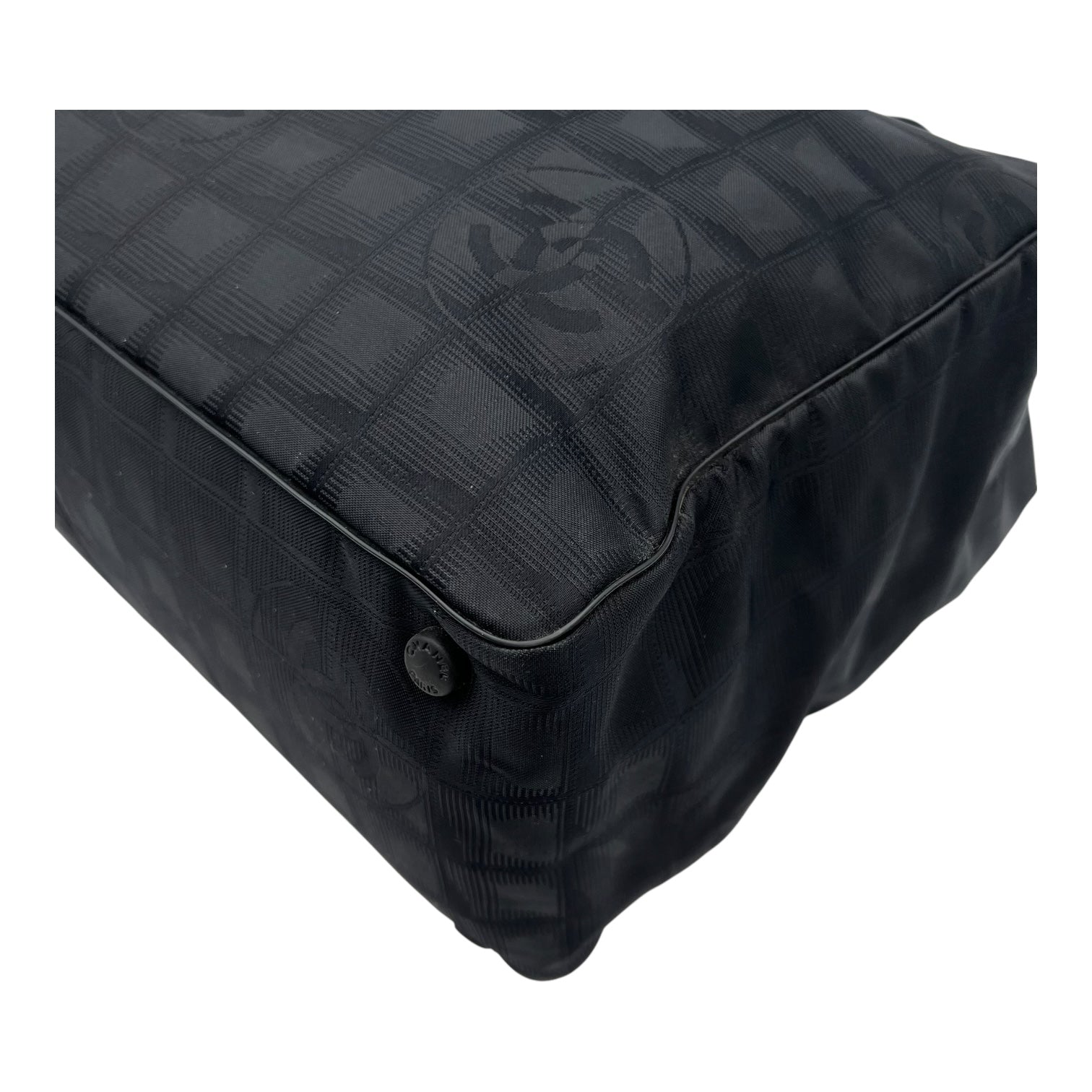 Chanel Travel Line Tote Bag Black in Canvas, Silver hardware_10