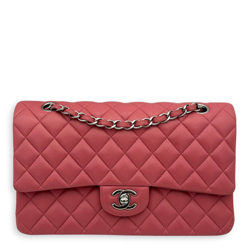 Chanel Classic Medium Pink Shoulder Bag in Lambskin, Silver hardware_1