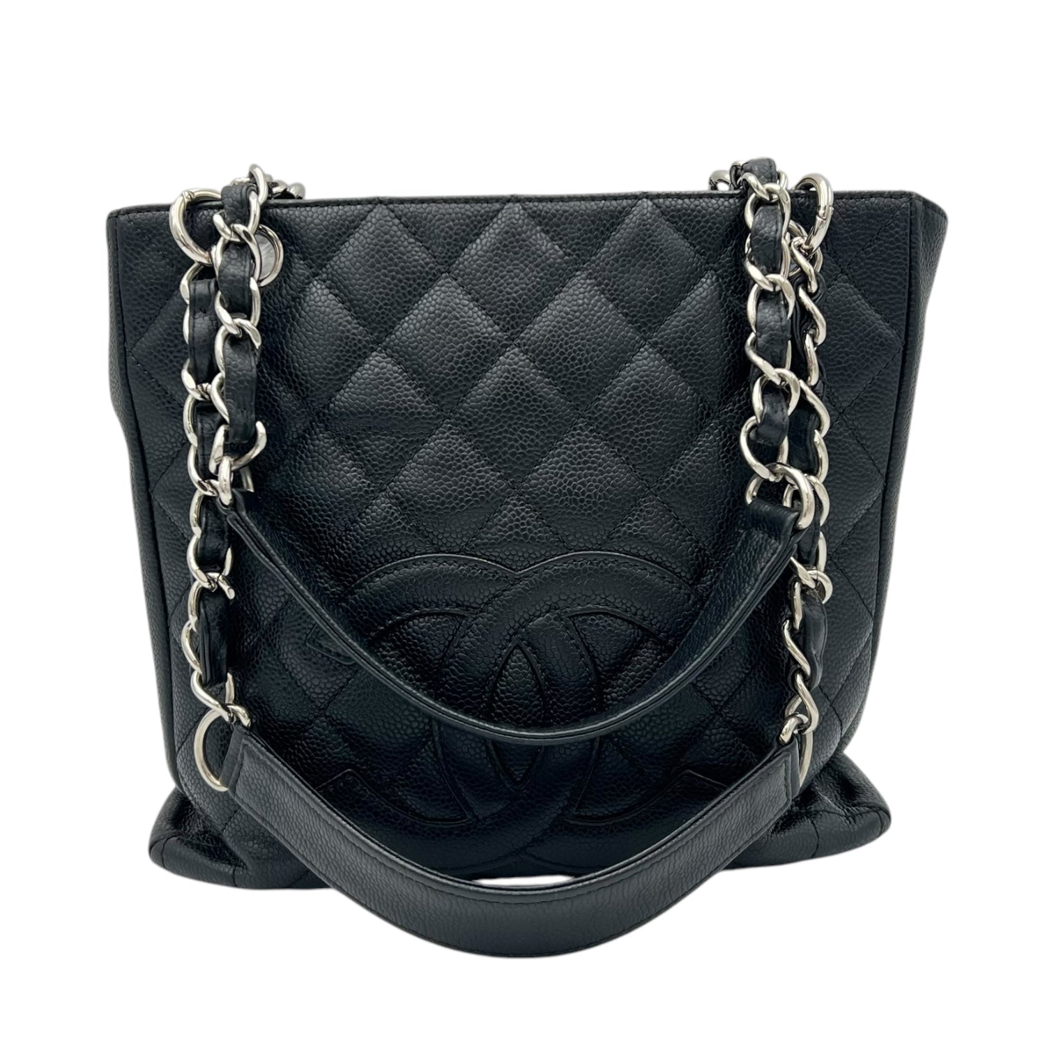 Chanel PST Tote Bag Black in Caviar Leather, Silver hardware_7