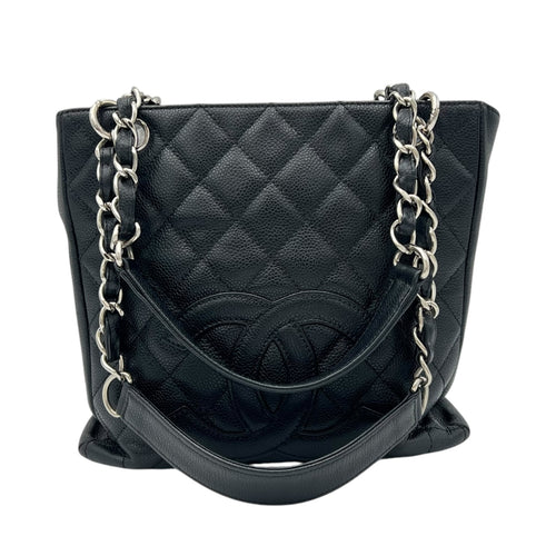 Chanel PST Tote Bag Black in Caviar Leather, Silver hardware_7