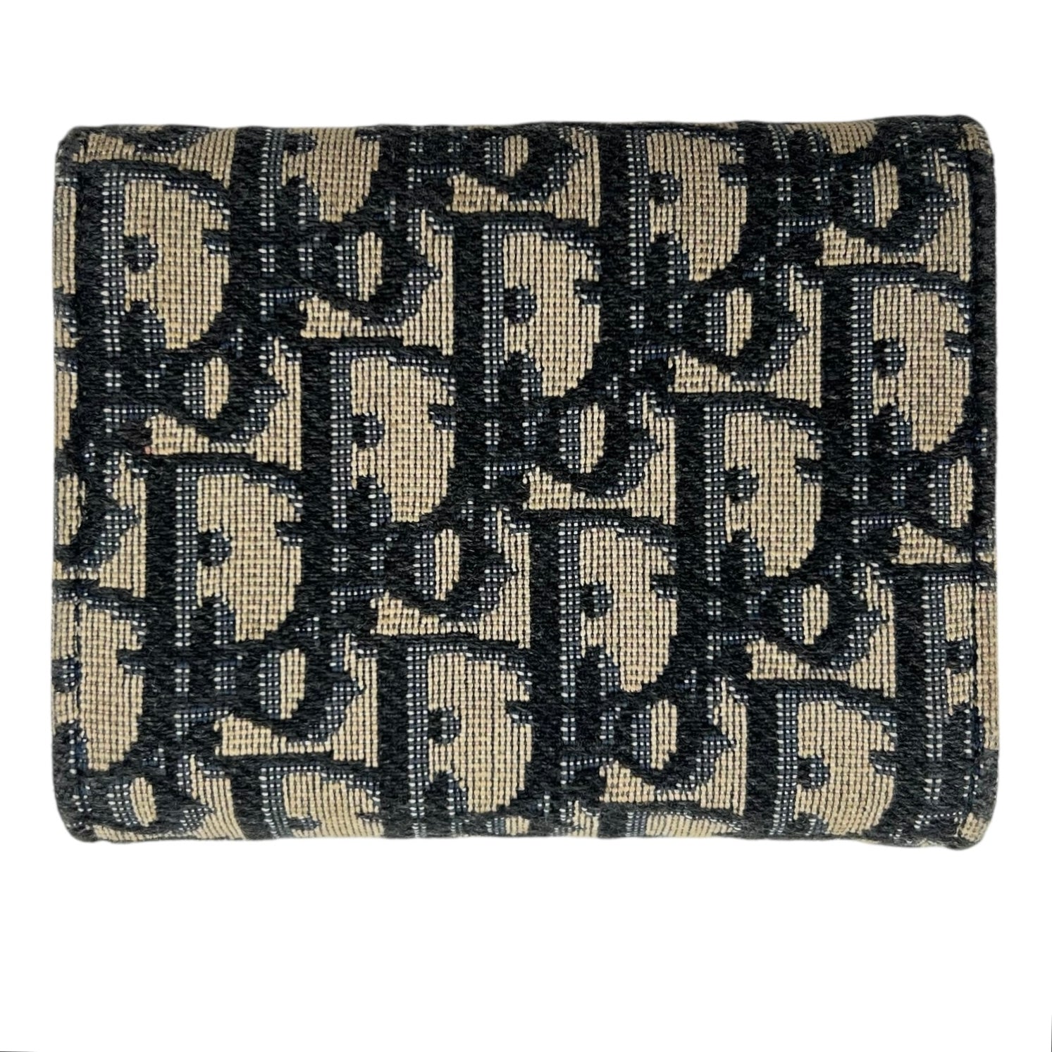 Christian Dior Saddle Wallet Blue in Jacquard, Gold hardware_2